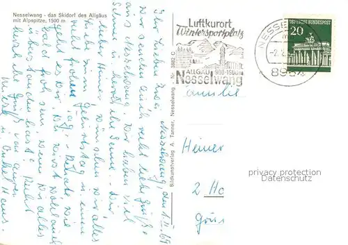 AK / Ansichtskarte Nesselwang Skidorf mit Alpspitze und Sessellift Nesselwang