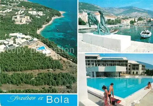 AK / Ansichtskarte Bol Fliegeraufnahme Skulptur im Hafen Schwimmbad Bol