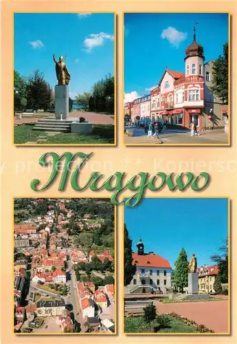 AK / Ansichtskarte Mragowo_Sensburg Denkmal Ortspartien Fliegeraufnahme Mragowo Sensburg