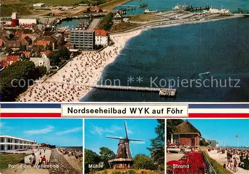 AK / Ansichtskarte Wyk_Foehr Fliegeraufnahme Partie am Wellenbad Muehle Strand Foehr