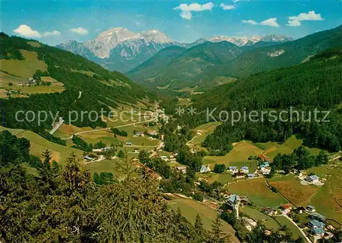 AK / Ansichtskarte Ramsau_Berchtesgaden Ramsautal mit Deutscher Alpenstrasse Hohem Goell und Hagengebirge Ramsau Berchtesgaden