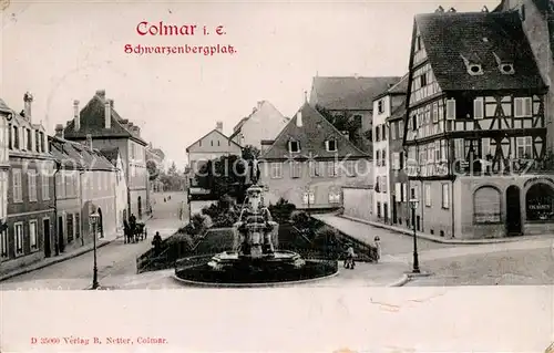 AK / Ansichtskarte Colmar_Haut_Rhin_Elsass Schwarzenbergplatz Brunnen Colmar_Haut_Rhin_Elsass