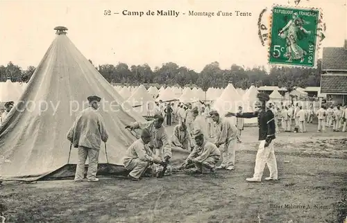 AK / Ansichtskarte Camp_de_Mailly Momtage d une tente Camp_de_Mailly