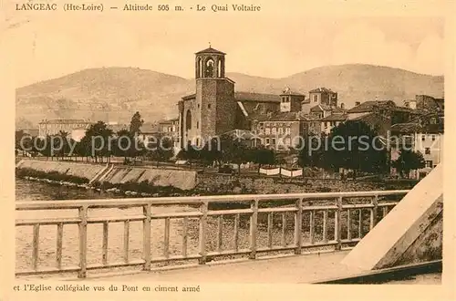 AK / Ansichtskarte Langeac Le Quai Voltaire et Eglise collegiale vus du Pont en ciment arme Langeac