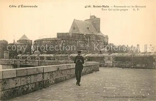 AK / Ansichtskarte Saint Malo_Ille et Vilaine_Bretagne Promenade sur les Remparts Tour Qui qu en grogne Saint Malo_Ille et Vilaine