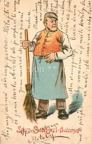 AK / Ansichtskarte Wien Sperrsechserl Automat Hausbesorger Karikatur Wien