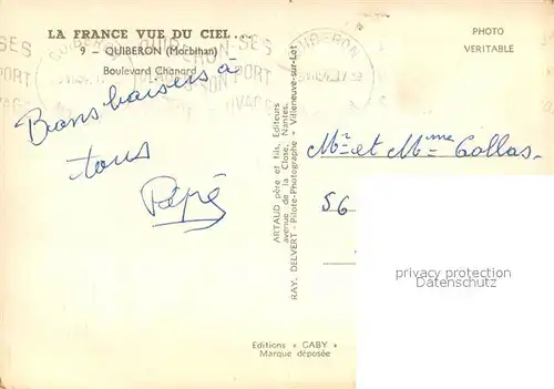 AK / Ansichtskarte Quiberon_Morbihan Boulevard Chanard vue aerienne Quiberon Morbihan