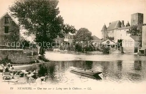 AK / Ansichtskarte Nemours_Seine et Marne Vue sur le Loing vers le chateau Nemours Seine et Marne