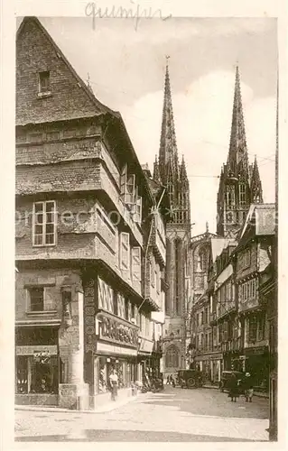 AK / Ansichtskarte Quimper Vieilles maisons Rue Kereon Eglise Quimper