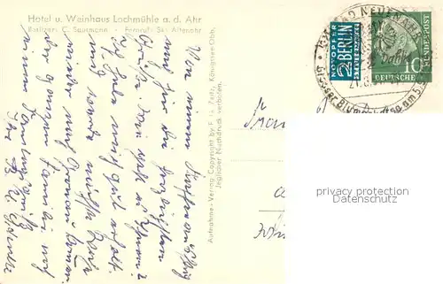 AK / Ansichtskarte Altenahr Hotel Weinhaus Lochmuehle an der Ahr Weinberge Altenahr