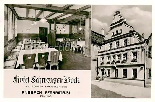 AK / Ansichtskarte Ansbach_Mittelfranken Hotel Schwarzer Bock Restaurant Giebelhaus Ansbach Mittelfranken