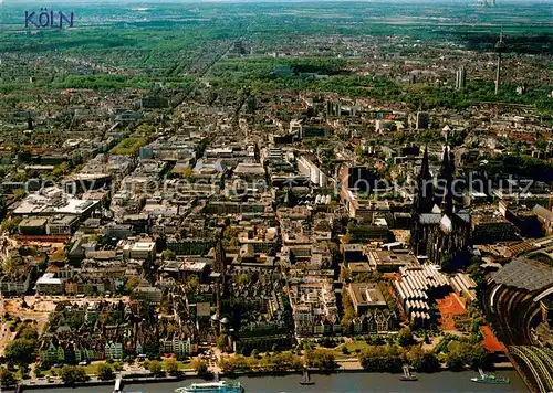 AK / Ansichtskarte Koeln_Rhein Stadtpanorama mit Koelner Dom Fliegeraufnahme Koeln_Rhein