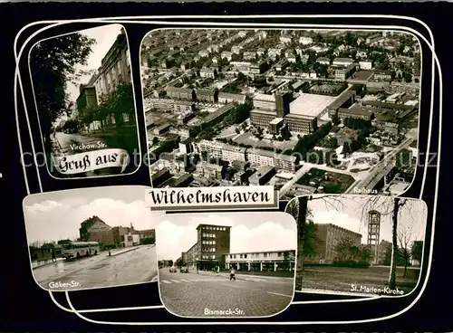 AK / Ansichtskarte Wilhelmshaven Rathaus Fliegeraufnahme Strassenpartien St. Marien Kirche Wilhelmshaven