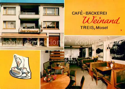 AK / Ansichtskarte Treis Karden Cafe Baeckerei Weinand Gastraum Treis Karden