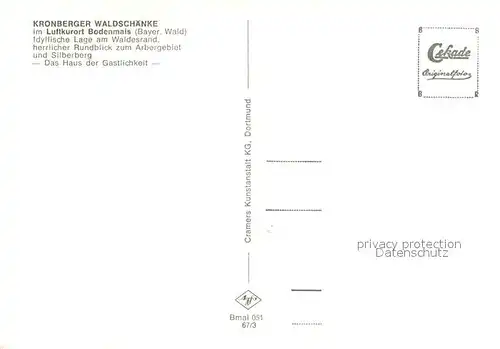 AK / Ansichtskarte Bodenmais Kronberger Waldschaenke mit Arberblick Bayerischer Wald Bodenmais