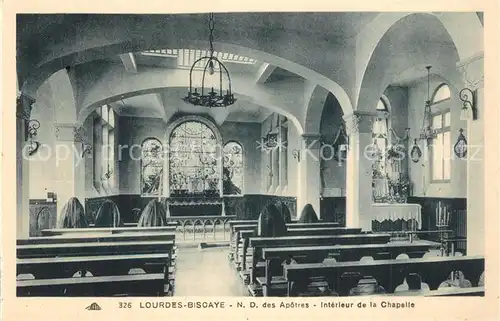 AK / Ansichtskarte Lourdes_Hautes_Pyrenees ND des Apotres Interieur de la Chapelle Lourdes_Hautes_Pyrenees