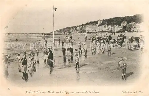 AK / Ansichtskarte Trouville sur Mer La Plage au moment de la Maree Trouville sur Mer