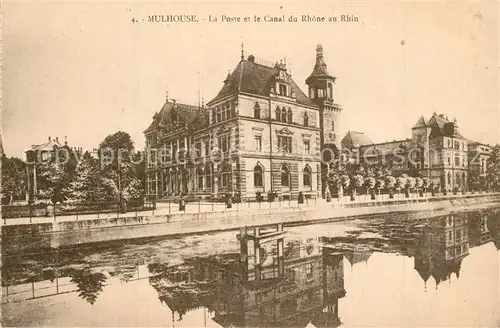 AK / Ansichtskarte Mulhouse_Muehlhausen La Poste et le Canal du Rhone au Rhin Mulhouse Muehlhausen