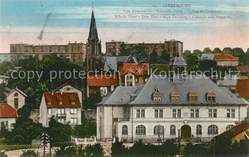AK / Ansichtskarte Sarrebourg Vue densemble Nouvelle Poste Eglise et Casernes Sarrebourg