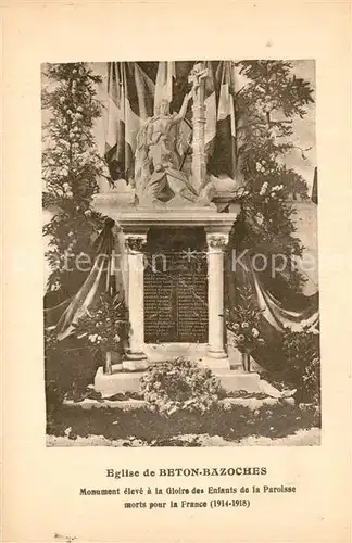 AK / Ansichtskarte Beton Bazoches Eglise Monument eleve a la Gloire des Enfants de la Paroisse morts pour la France Beton Bazoches