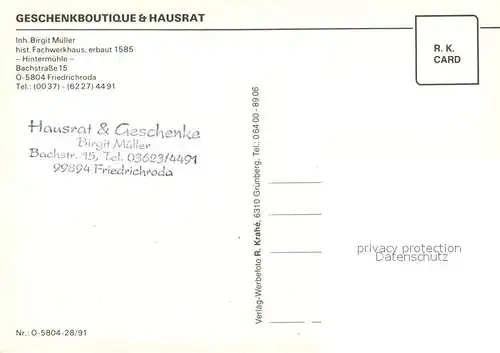 AK / Ansichtskarte Friedrichroda Geschenkboutique Birgit Mueller Verkaufsraum Friedrichroda