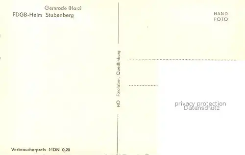 AK / Ansichtskarte Gernrode_Harz FDGB Heim Stubenberg Gernrode Harz