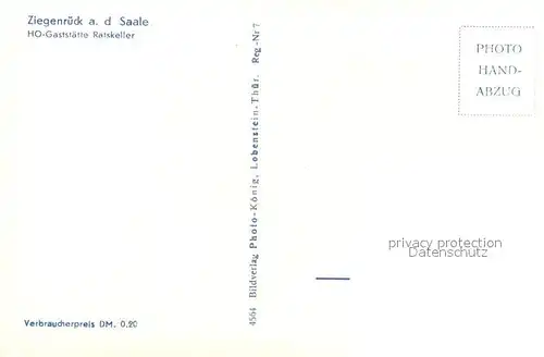 AK / Ansichtskarte Ziegenrueck HO Gaststaette Ratskeller Ziegenrueck