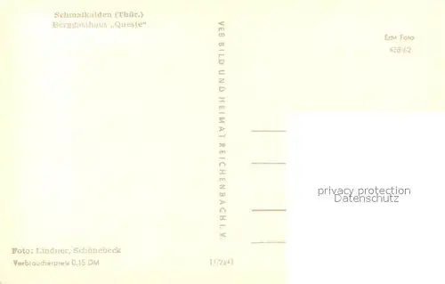 AK / Ansichtskarte Schmalkalden Berggasthaus Queste Schmalkalden