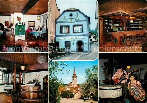 AK / Ansichtskarte Eibiswald_Steiermark Gasthof Weinpresse Zur singenden Wirtin Blick zur Kirche Eibiswald_Steiermark