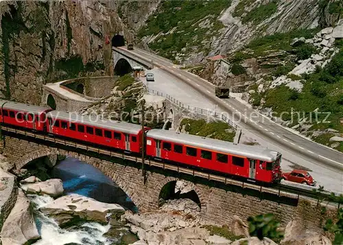 AK / Ansichtskarte Eisenbahn Sch?llenenbahn Teufelsbr?cke Gotthardstrasse  Eisenbahn