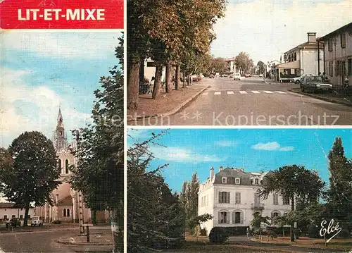 AK / Ansichtskarte Lit et Mixe Eglise Mairie Rue Principale Lit et Mixe