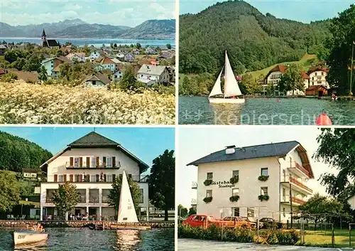 AK / Ansichtskarte Weyregg_Attersee Pension Staudinger Segeln Alpen Weyregg Attersee