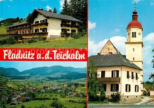 AK / Ansichtskarte Fladnitz_Teichalm Panorama Erholungsdorf Motiv mit Kirche Sporthotel Styria Fladnitz_Teichalm