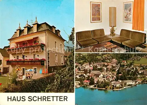 AK / Ansichtskarte Millstatt_Millstaettersee Gaestehaus Pension Haus Schretter Fliegeraufnahme Millstatt_Millstaettersee