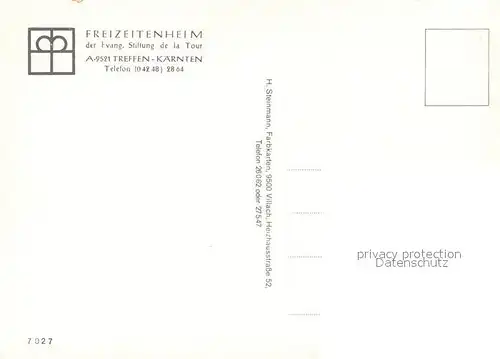 AK / Ansichtskarte Treffen_Ossiacher_See_Kaernten Freizeitheim der Evangelischen Stiftung de la Tour Badesteg Treffen_Ossiacher
