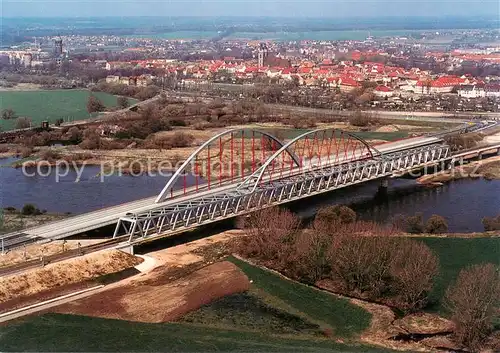 AK / Ansichtskarte Wittenberg_Lutherstadt Fliegeraufnahme Elbe Br?cke Wittenberg_Lutherstadt