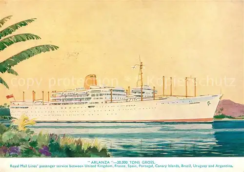AK / Ansichtskarte Schiffe_Ships_Navires Arlanza Royal Mail Lines Argentinien 