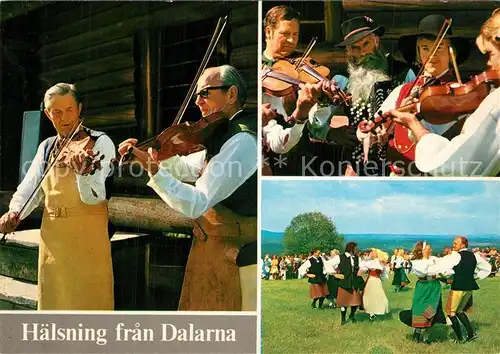 AK / Ansichtskarte Geige Tanz H?lsning fran Dalarna Zorns Gammelgard Mora 