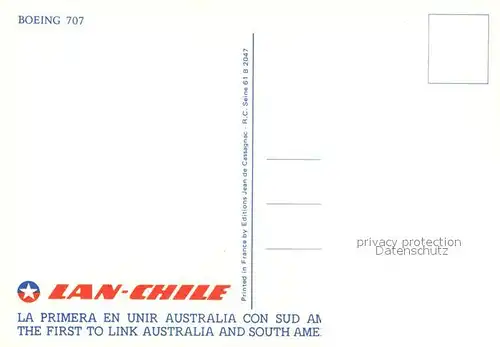 AK / Ansichtskarte Flugzeuge_Zivil Lan Chile Boeing 707 