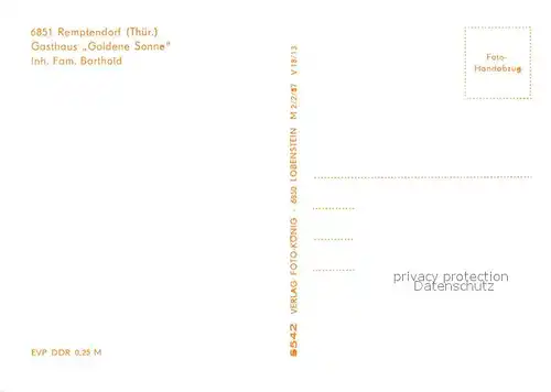 AK / Ansichtskarte Remptendorf Gasthaus Goldene Sonne Gastraum Sperrmauer Talsperre Handabzug Remptendorf