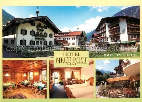 AK / Ansichtskarte Mayrhofen_Zillertal Hotel Neue Post Restaurant Terrasse Fremdenzimmer Mayrhofen_Zillertal