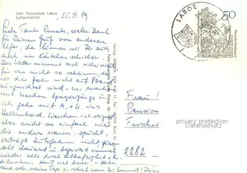 AK / Ansichtskarte Laboe Fliegeraufnahme mit Hafen Laboe