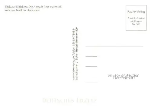 AK / Ansichtskarte Malchow Fliegeraufnahme Insel im Fleesensee Malchow