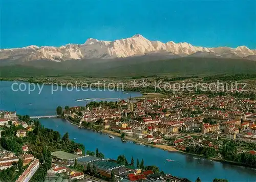 AK / Ansichtskarte Konstanz_Bodensee Fliegeraufnahme mit Alpen Konstanz_Bodensee
