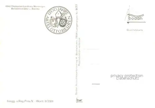 AK / Ansichtskarte Ottobeuren Fliegeraufnahme Benediktinerabtei und Basilika Ottobeuren