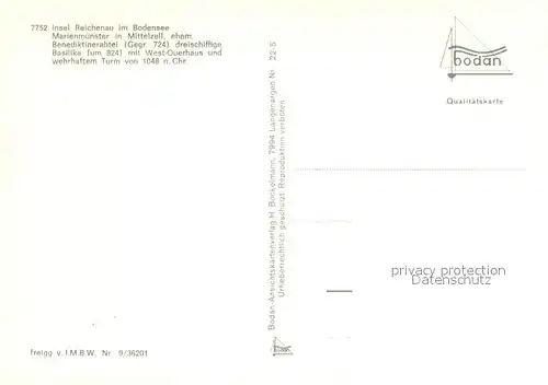 AK / Ansichtskarte Mittelzell Fliegeraufnahme Halbinsel Reichenau Bodensee Benediktinerabtei  Mittelzell