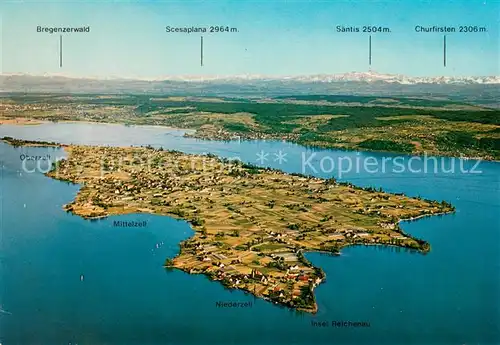 AK / Ansichtskarte Insel_Reichenau Fliegeraufnahme Bodensee Alpen Insel Reichenau
