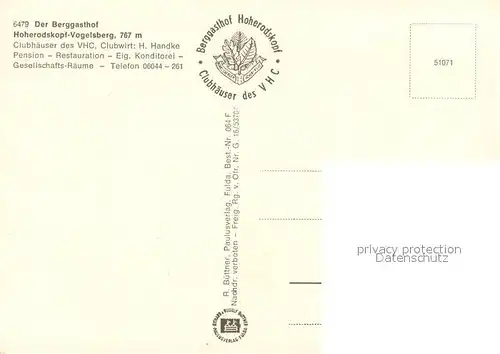 AK / Ansichtskarte Hoherodskopf Vogelsberg Fliegeraufnahme Berggasthof  Hoherodskopf