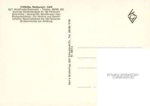 AK / Ansichtskarte Soonwald Trifth?tte Restaurant Caf? Waldfriede Soonwald