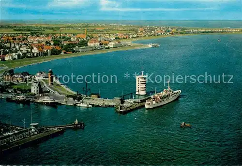 AK / Ansichtskarte Cuxhaven_Nordseebad Fliegeraufnahme Hafen Cuxhaven_Nordseebad